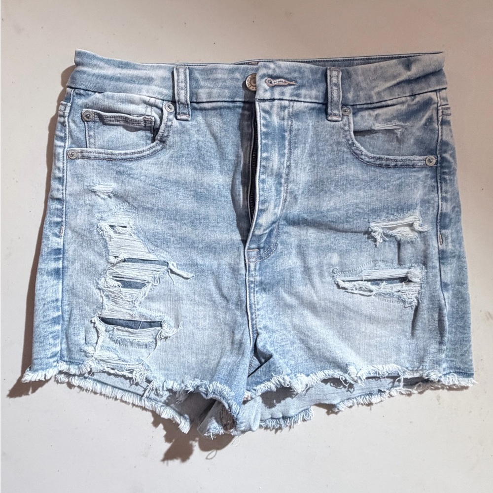 American Eagle Outfitters Light Blue Ripped Jean Shorts